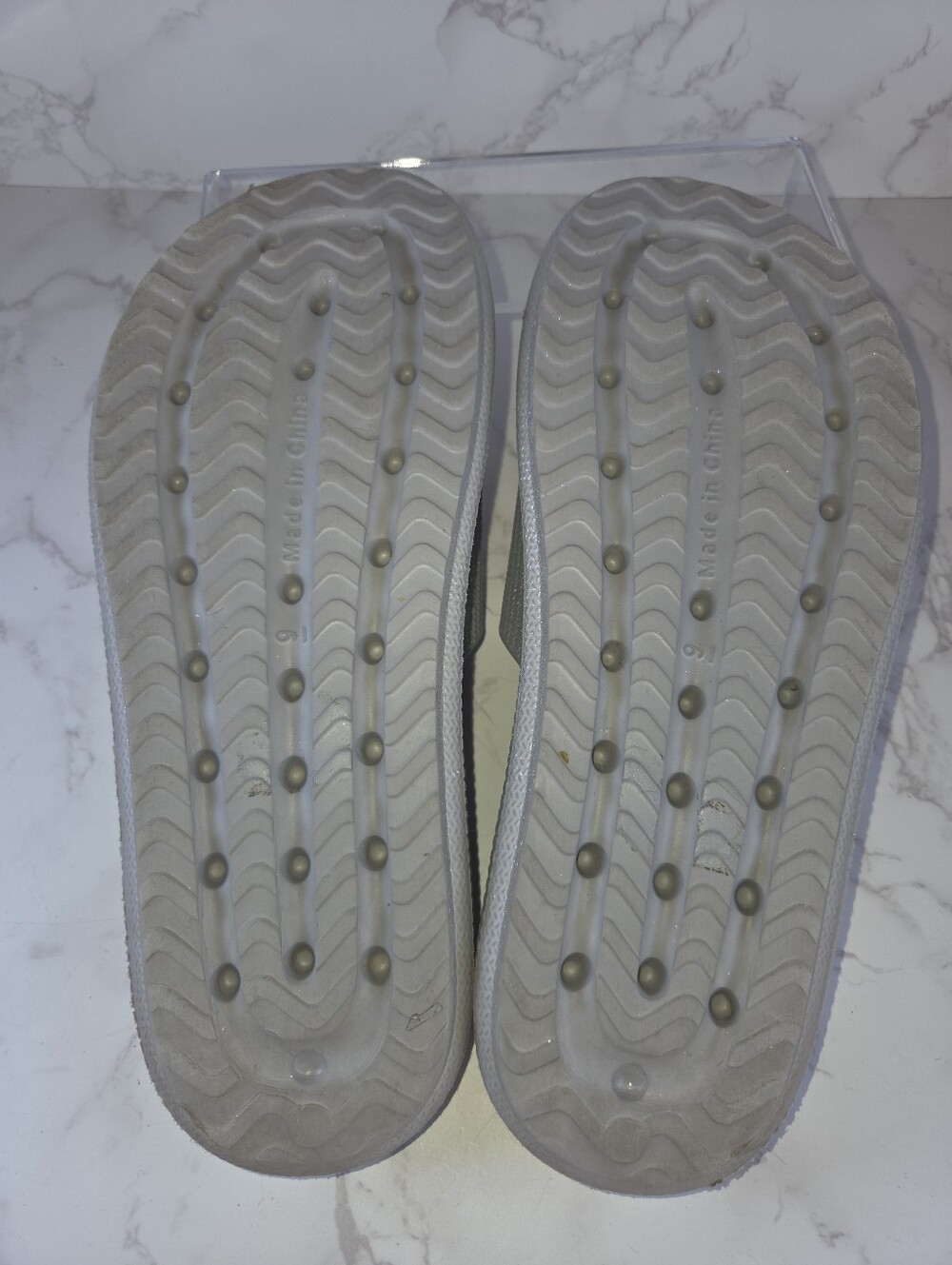 bebe Silver Glitter Slide Sandals with Logo(B111) - Picture 4 of 5